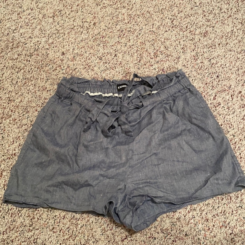 Express Linen Jean High Waisted Shorts